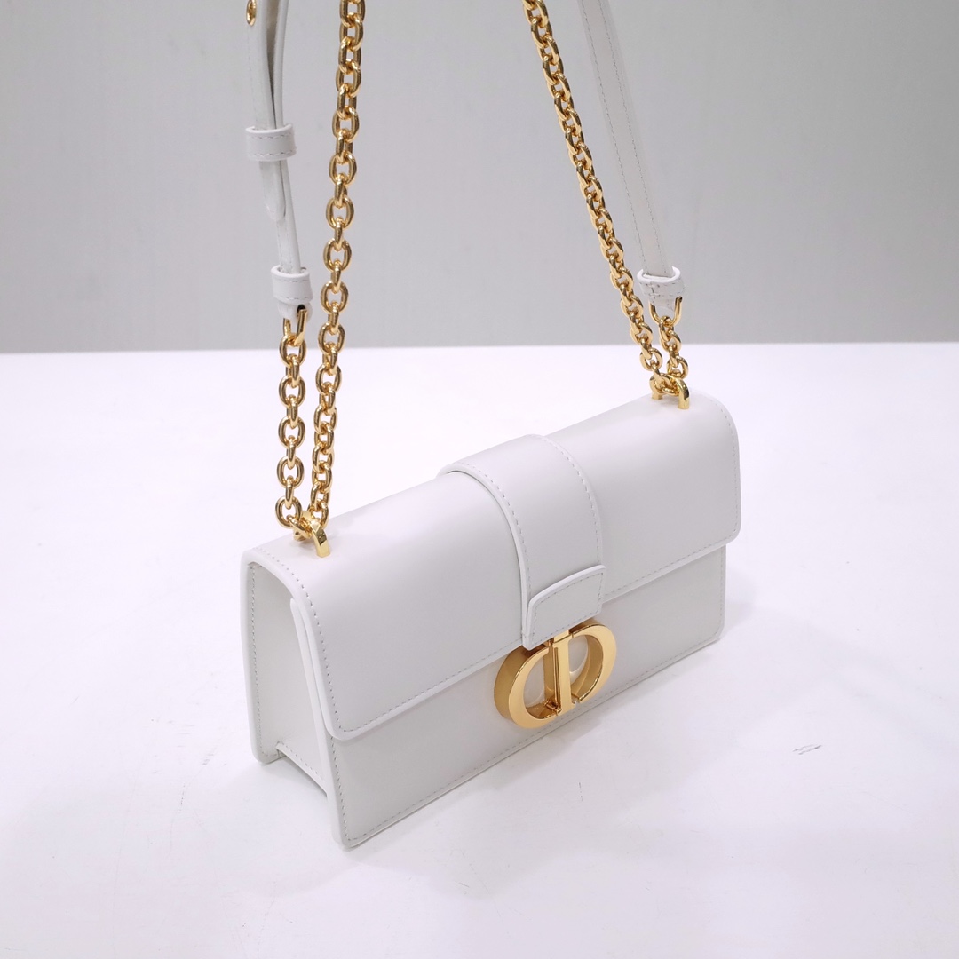 30 Montaigne East-West Bag with Chain Latte Calfskin